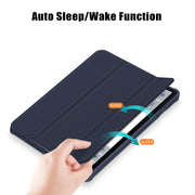 For Samsung Galaxy Tab S9 Acrylic 3-folding Smart Leather Tablet Case(Dark Blue)