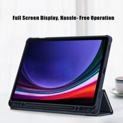 For Samsung Galaxy Tab S9 Acrylic 3-folding Smart Leather Tablet Case(Dark Blue)