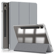 For Samsung Galaxy Tab S9 Acrylic 3-folding Smart Leather Tablet Case(Grey)