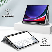 For Samsung Galaxy Tab S9 Acrylic 3-folding Smart Leather Tablet Case(Grey)