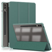 For Samsung Galaxy Tab S9+ Acrylic 3-folding Smart Leather Tablet Case(Deep Green)