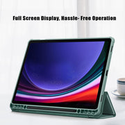 For Samsung Galaxy Tab S9+ Acrylic 3-folding Smart Leather Tablet Case(Deep Green)
