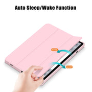 For Samsung Galaxy Tab S9+ Acrylic 3-folding Smart Leather Tablet Case(Pink)