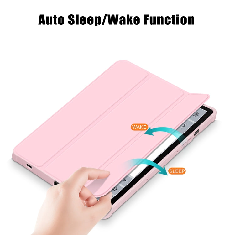 For Samsung Galaxy Tab S9+ Acrylic 3-folding Smart Leather Tablet Case(Pink)