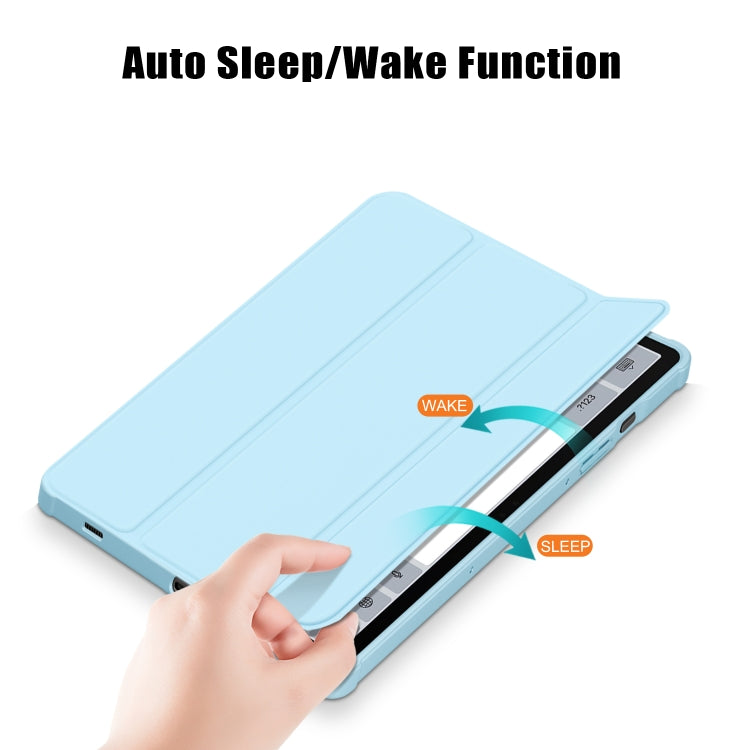 For Samsung Galaxy Tab S9+ Acrylic 3-folding Smart Leather Tablet Case(Sky Blue)