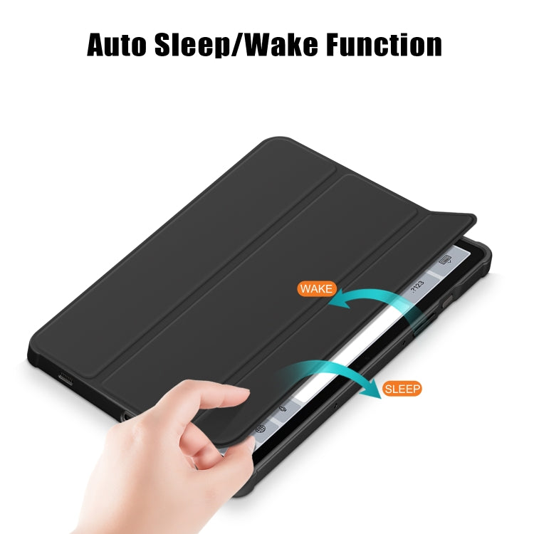For Samsung Galaxy Tab S9+ Acrylic 3-folding Smart Leather Tablet Case(Black)