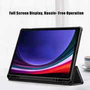 For Samsung Galaxy Tab S9+ Acrylic 3-folding Smart Leather Tablet Case(Black)