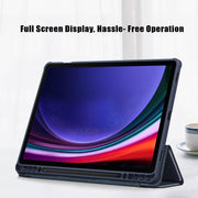 For Samsung Galaxy Tab S9+ Acrylic 3-folding Smart Leather Tablet Case(Dark Blue)