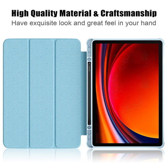 For Samsung Galaxy Tab S9 Acrylic 3-folding Painted Smart Leather Tablet Case(Waves)