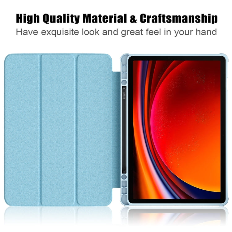 For Samsung Galaxy Tab S9 Acrylic 3-folding Painted Smart Leather Tablet Case(Waves)