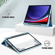 For Samsung Galaxy Tab S9 Acrylic 3-folding Painted Smart Leather Tablet Case(Waves)