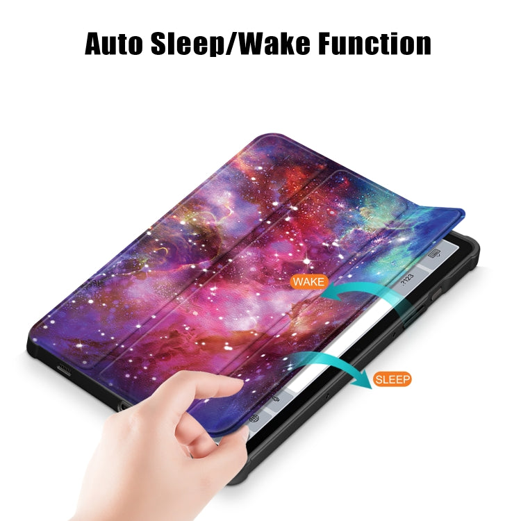 For Samsung Galaxy Tab S9 Acrylic 3-folding Painted Smart Leather Tablet Case(Milky Way)