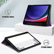 For Samsung Galaxy Tab S9 Acrylic 3-folding Painted Smart Leather Tablet Case(Milky Way)