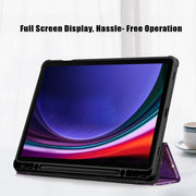 For Samsung Galaxy Tab S9 Acrylic 3-folding Painted Smart Leather Tablet Case(Milky Way)