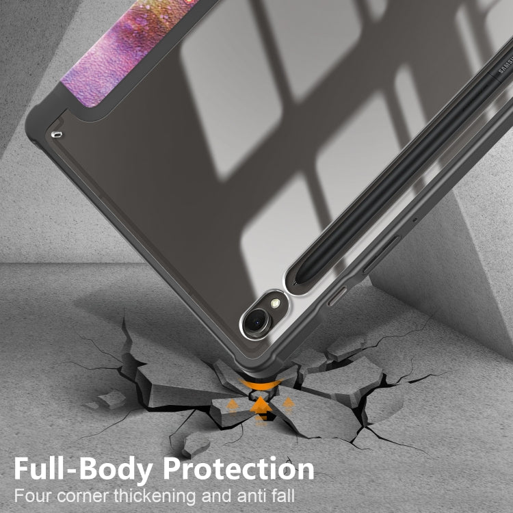 For Samsung Galaxy Tab S9 Acrylic 3-folding Painted Smart Leather Tablet Case(Milky Way)