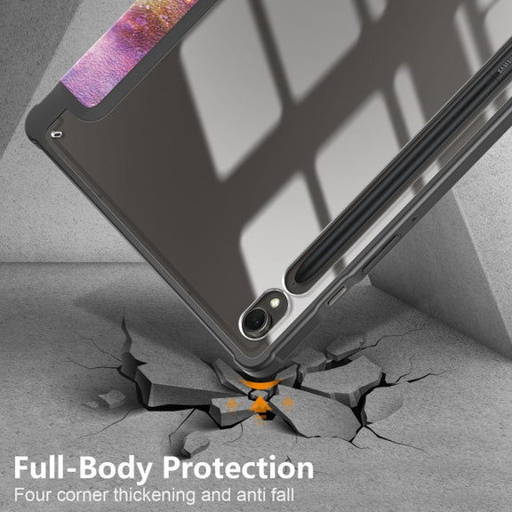 For Samsung Galaxy Tab S9 Acrylic 3-folding Painted Smart Leather Tablet Case(Milky Way)