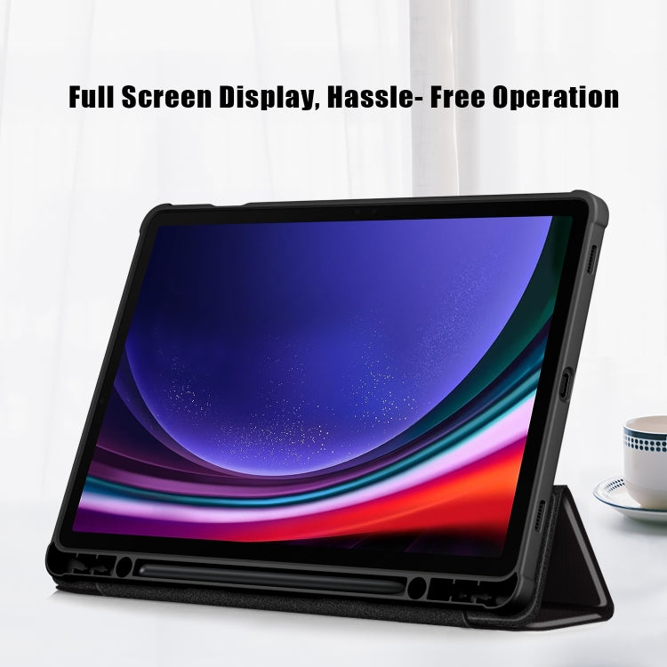 For Samsung Galaxy Tab S9 Acrylic 3-folding Painted Smart Leather Tablet Case(Big Eyes ME)
