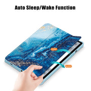 For Samsung Galaxy Tab S9+ Acrylic 3-folding Painted Smart Leather Tablet Case(Waves)