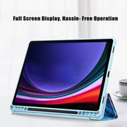 For Samsung Galaxy Tab S9+ Acrylic 3-folding Painted Smart Leather Tablet Case(Waves)