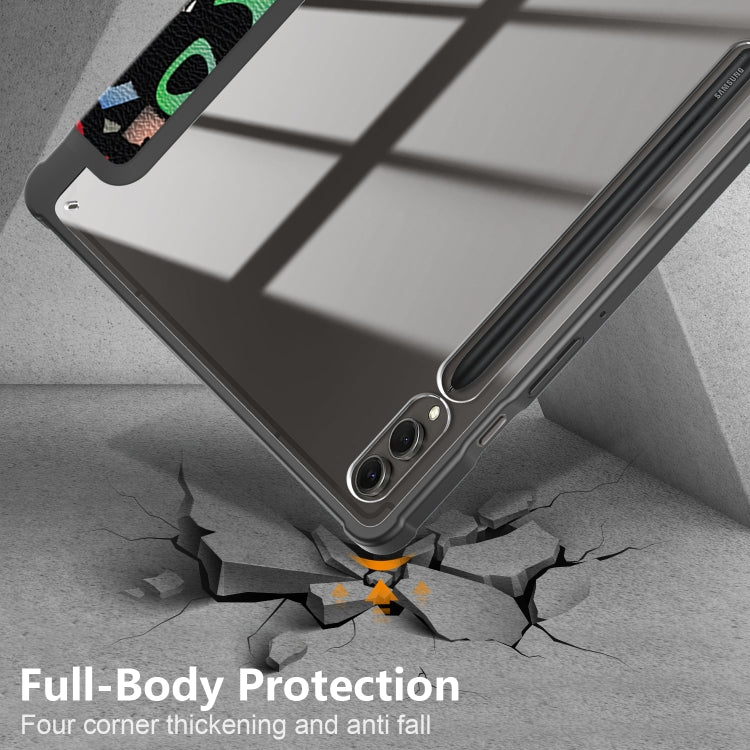For Samsung Galaxy Tab S9+ Acrylic 3-folding Painted Smart Leather Tablet Case(Graffiti)