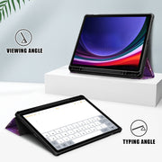 For Samsung Galaxy Tab S9+ Acrylic 3-folding Painted Smart Leather Tablet Case(Milky Way)