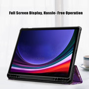 For Samsung Galaxy Tab S9+ Acrylic 3-folding Painted Smart Leather Tablet Case(Milky Way)