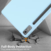 For Lenovo Tab P12 12.7 /P12 Pro 2nd Gen 3-folding TPU Smart Leather Tablet Case(Sky Blue)