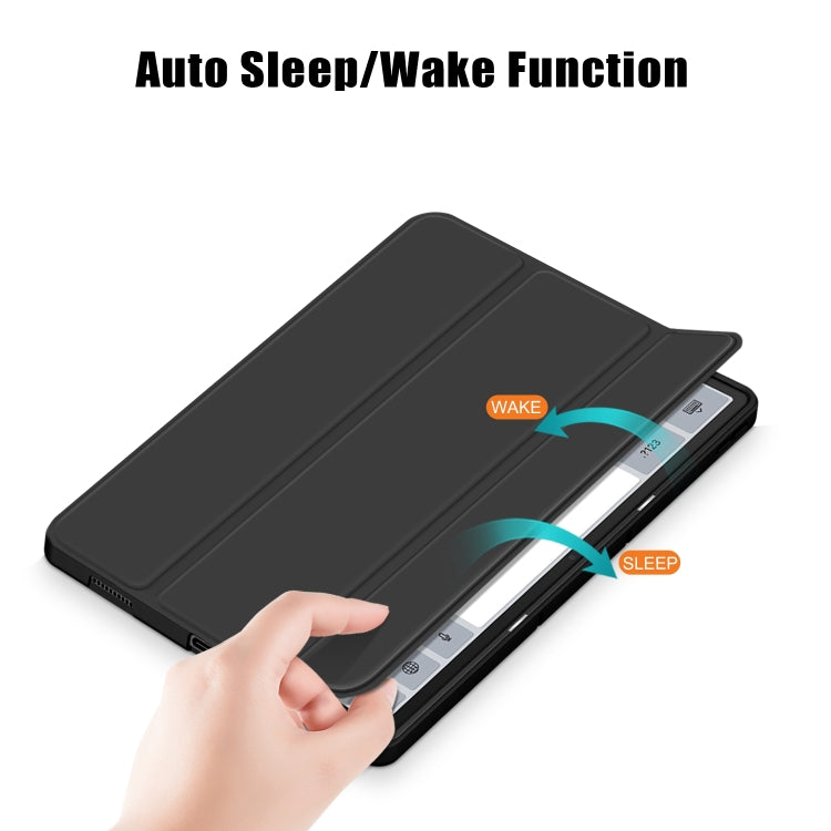 For Lenovo Tab P12 12.7 /P12 Pro 2nd Gen 3-folding TPU Smart Leather Tablet Case(Black)