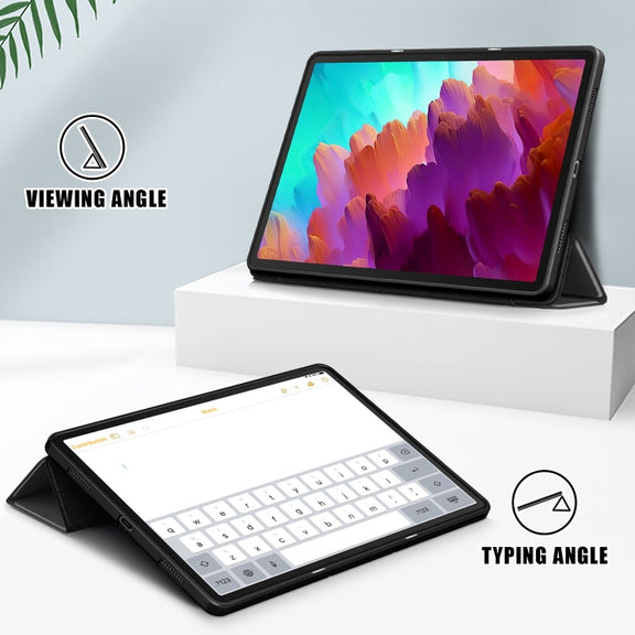 For Lenovo Tab P12 12.7 /P12 Pro 2nd Gen 3-folding TPU Smart Leather Tablet Case(Black)