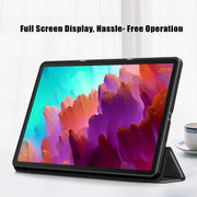 For Lenovo Tab P12 12.7 /P12 Pro 2nd Gen 3-folding TPU Smart Leather Tablet Case(Black)