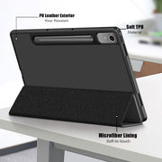 For Lenovo Tab P12 12.7 /P12 Pro 2nd Gen 3-folding TPU Smart Leather Tablet Case(Black)