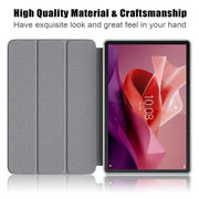 For Lenovo Tab P12 12.7 /P12 Pro 2nd Gen 3-folding TPU Smart Leather Tablet Case(Grey)