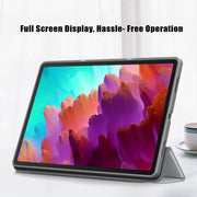 For Lenovo Tab P12 12.7 /P12 Pro 2nd Gen 3-folding TPU Smart Leather Tablet Case(Grey)