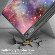 For Lenovo Tab P12 12.7 /P12 Pro 2nd Gen 3-folding Painted TPU Smart Leather Tablet Case(Milky Way)