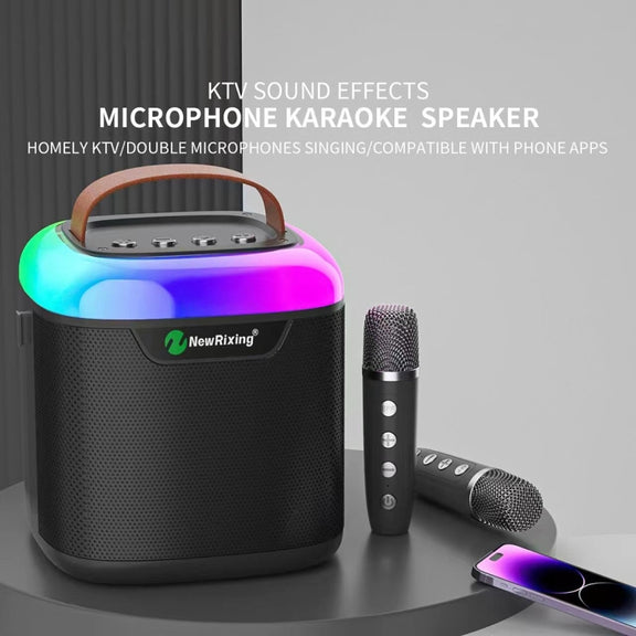 New RiXing NR8805 TWS Portable Smart Bluetooth Speaker with RGB Lighting(Black)