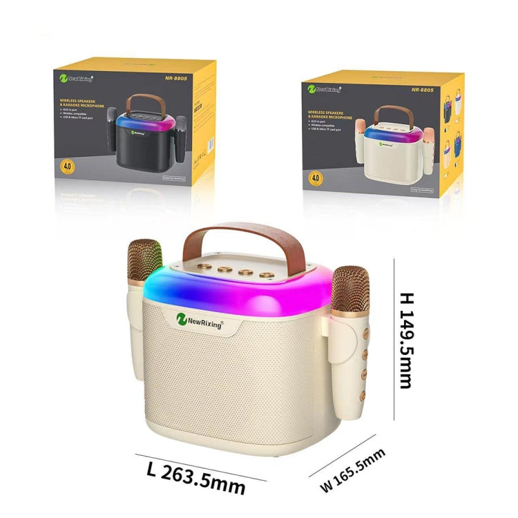 New RiXing NR8805 TWS Portable Smart Bluetooth Speaker with RGB Lighting(Black)