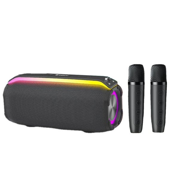 New RiXing NR8809 20W Outdoor Portable TWS Smart Wireless Bluetooth Speaker, Style:Dual Mic(Grey)