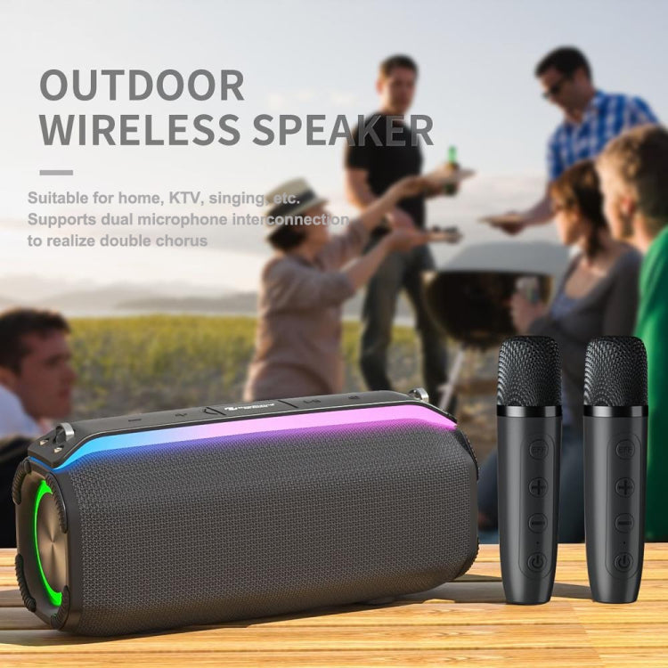 New RiXing NR8809 20W Outdoor Portable TWS Smart Wireless Bluetooth Speaker, Style:Single Mic(Red)
