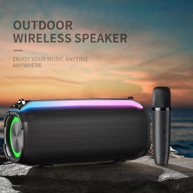 New RiXing NR8809 20W Outdoor Portable TWS Smart Wireless Bluetooth Speaker, Style:Single Mic(Black)