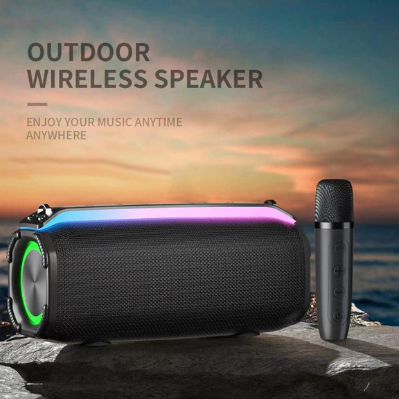 New RiXing NR8809 20W Outdoor Portable TWS Smart Wireless Bluetooth Speaker, Style:Single Mic(Black)