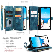 For iPhone 15 CaseMe C30 Multifunctional Leather Phone Case(Blue)