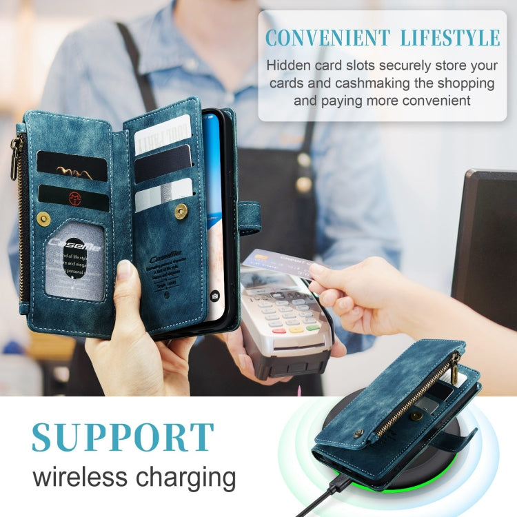 For iPhone 15 CaseMe C30 Multifunctional Leather Phone Case(Blue)
