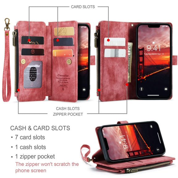 For iPhone 15 CaseMe C30 Multifunctional Leather Phone Case(Red)