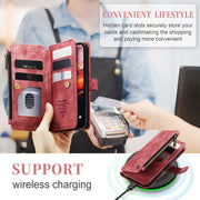 For iPhone 15 CaseMe C30 Multifunctional Leather Phone Case(Red)