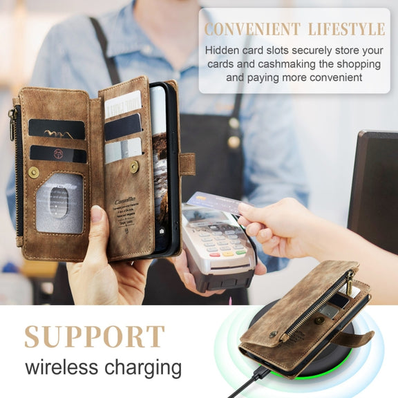 For iPhone 15 CaseMe C30 Multifunctional Leather Phone Case(Brown)