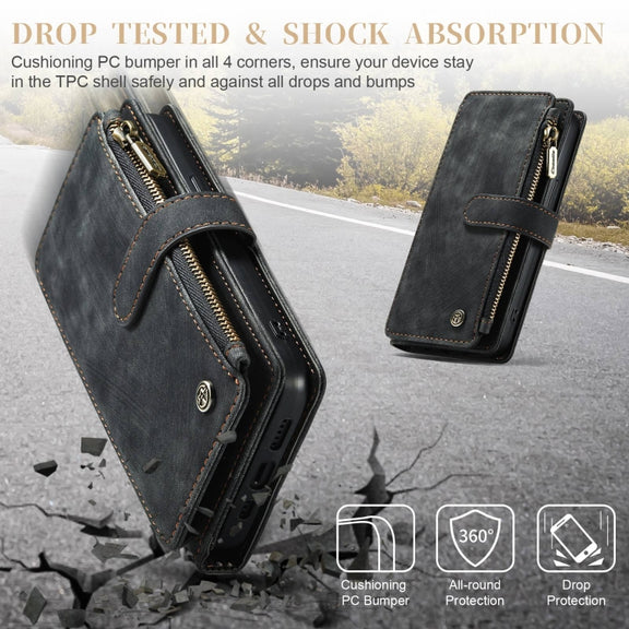 For iPhone 15 CaseMe C30 Multifunctional Leather Phone Case(Black)