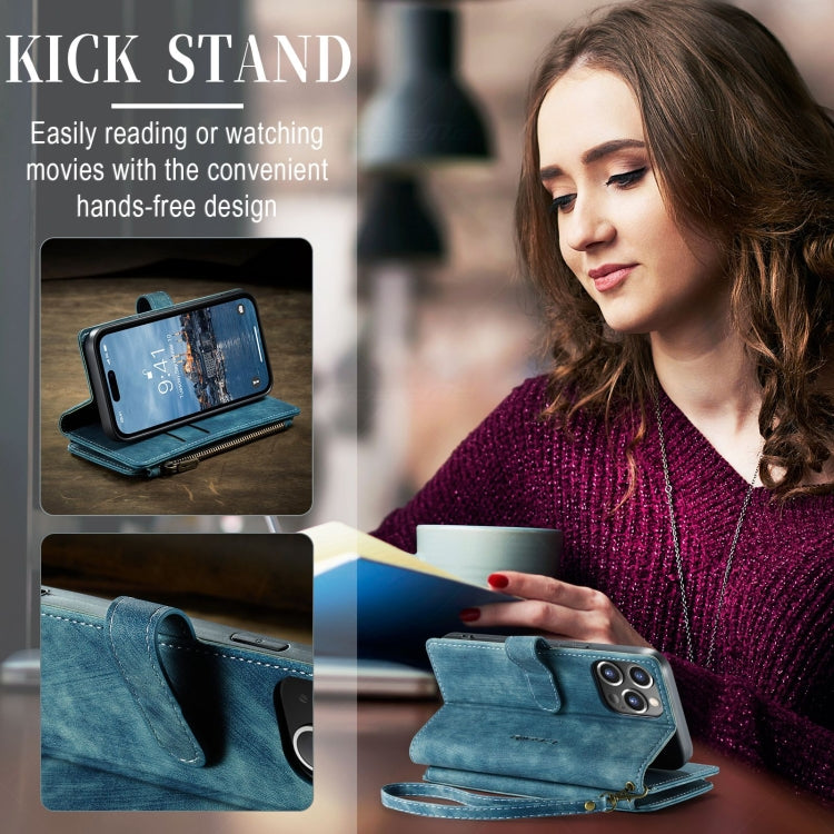 For iPhone 15 Pro CaseMe C30 Multifunctional Leather Phone Case(Blue)