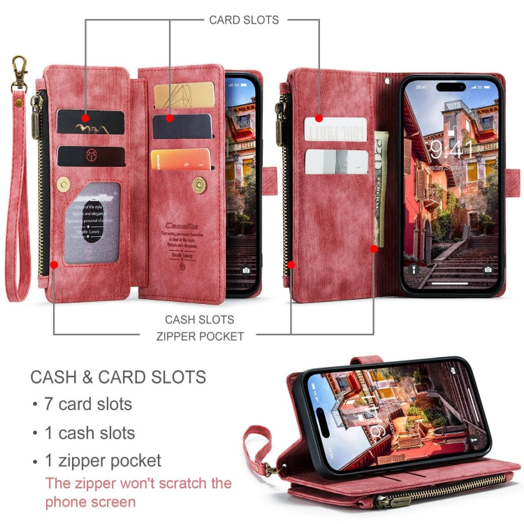 For iPhone 15 Pro CaseMe C30 Multifunctional Leather Phone Case(Red)