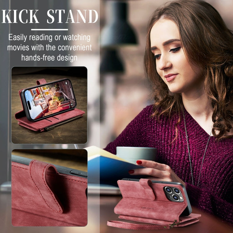 For iPhone 15 Pro CaseMe C30 Multifunctional Leather Phone Case(Red)