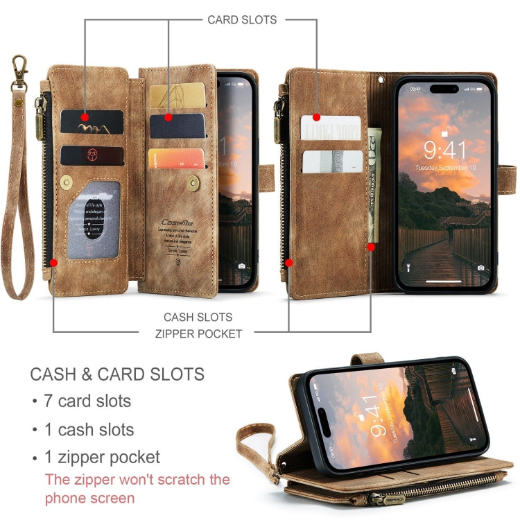 For iPhone 15 Pro CaseMe C30 Multifunctional Leather Phone Case(Brown)